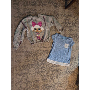 Girls LOL Surprise! Sweatshirt & Jumping Beans Top M Gray Pink Blue